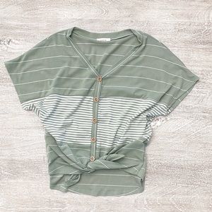Green and white stripe top
